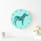 Zebra — Turquoise en Aqua Grote Klok (Huis)