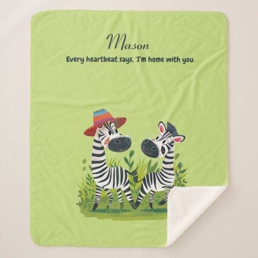 Zebra Twins in the Wild en gepersonaliseerde naam Sherpa Deken (Voorkant)