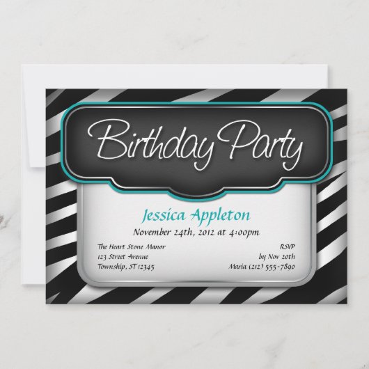 Zebra unique Imprimer Invitations d'anniversaire T (Devant)