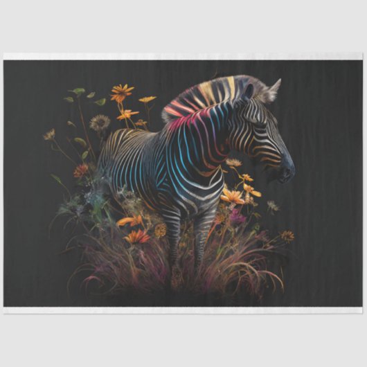 Zebra van Prism van Kleuren Bloemen Decoupage Tissuepapier (Voorkant)