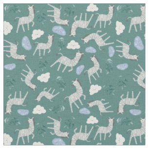 Zebra van wilde dieren waterverf kinder marineblau stof