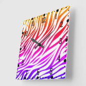 Zebra veelkleurige huidstreepjespatroon-22164 vierkante klok (Hoek)