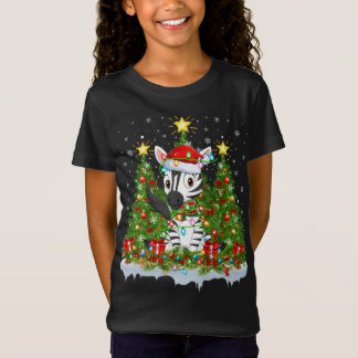 Zebra Verlichting Xmas Tree Lover Funny Zebra Kers T-shirt