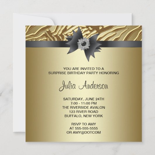 Zebra Verrassingsfeest Kaart (Achterkant)