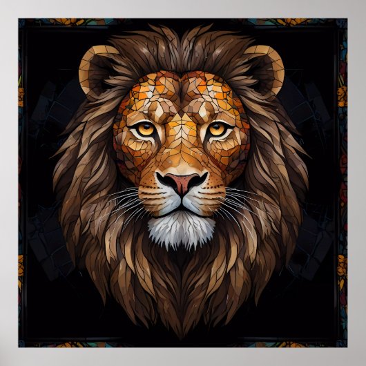 Zebra Vibrant Mozaïek Poster (Voorkant)