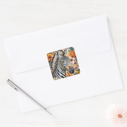 Zebra Vierkante Sticker (Envelop)