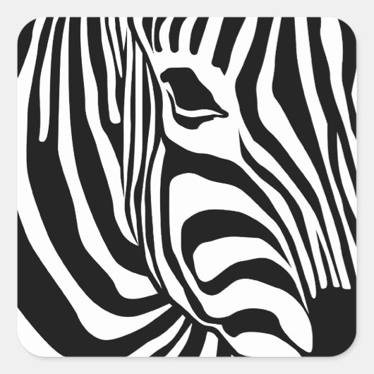 Zebra Vierkante Sticker (Voorkant)