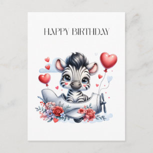 Zebra Vliegtuig Verjaardag Feestdagenkaart