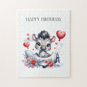 Zebra Vliegtuig Verjaardag Legpuzzel