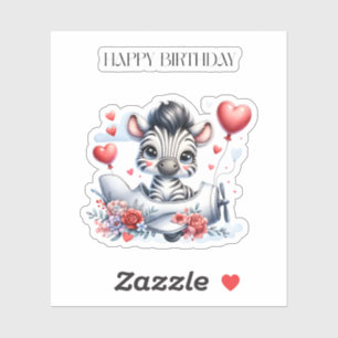 Zebra Vliegtuig Verjaardag Sticker