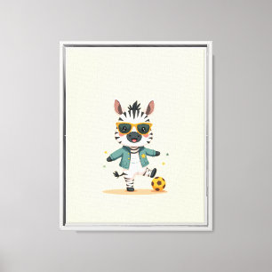 Zebra Voetbal Canvas aan lijst Kinderkamer Kunst Afdruk