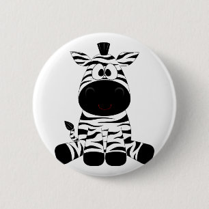 zebra voor kinderen ronde button 5,7 cm