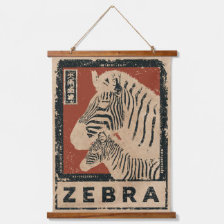 Zebra Wabi Sabi Art | Retro Animal Design Hangend Wandkleed
