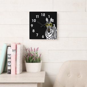 Zebra Wandklok Vierkante Klok