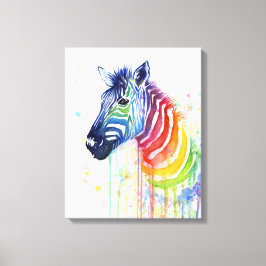 Zebra Waterverf Rainbow Art Schilderij Canvas Prin Afdruk