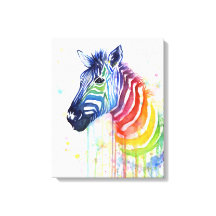 Zebra Waterverf Rainbow Art Schilderij Canvas Prin