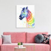 Zebra Waterverf Rainbow Art Schilderij Canvas Prin Afdruk (Insitu (Woonkamer))