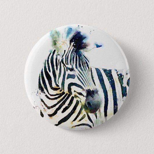 Zebra Waterverf Ronde Button 5,7 Cm (Voorkant)