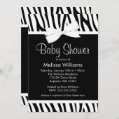 Zebra White Printed Bow Baby shower Invitation Kaart (Voorkant / Achterkant)