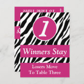 Zebra Wild Animal Print Bunco Tafelnummer Kaart #1 (Voorkant / Achterkant)