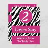 Zebra Wild Poster de animal Bunco Numéro de table  (Devant / Derrière)