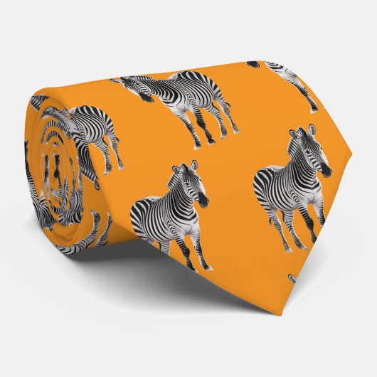Zebra Wildlife Natuur Animal Pattern Yellow Stropdas (Opgerold)