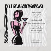 zebra wit, bachelorette kaart (Voorkant / Achterkant)