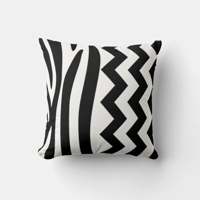 Zebra Zig Zag B&W Pillow Kussen (Voorkant)