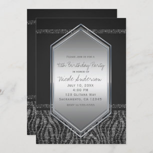 Zebra Zilver Grey Glam Birthday Party Elke gebeurt Kaart