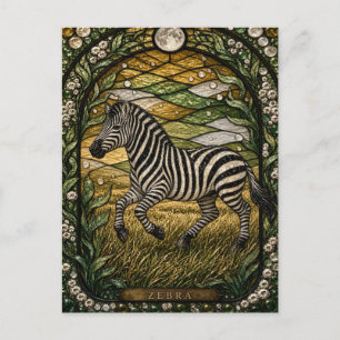 Zebra Zonovergoten Gras Illumina Glas in Lood Briefkaart
