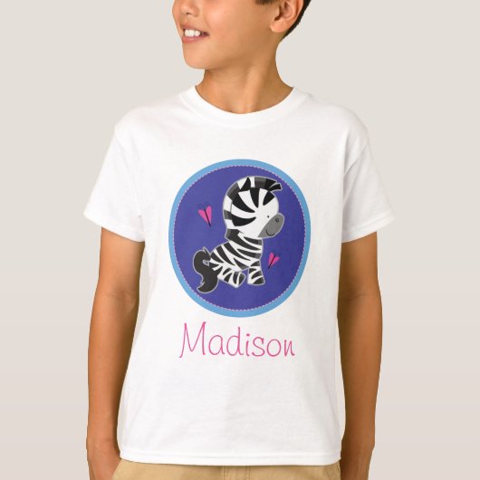 Zebra Zoo Animal Gepersonaliseerd Kinder T-shirt (Voorkant)