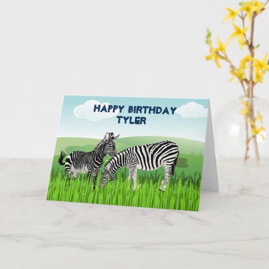Zebra Zoo Animaux Carte d'anniversaire pour les ga (Fleur jaune)