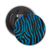 Zebra, zwart en blauw afdrukken button flesopener (Voorkant)