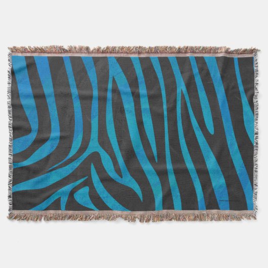 Zebra, zwart en blauw afdrukken deken (Voorkant)