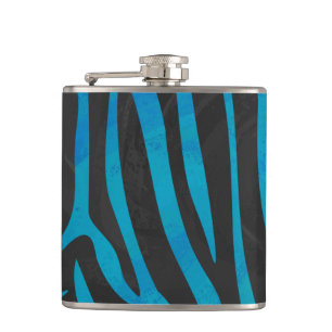 Zebra, zwart en blauw afdrukken heupfles