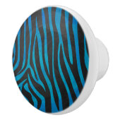 Zebra, zwart en blauw afdrukken keramische knop (Rechts)