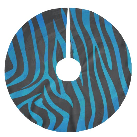 Zebra, zwart en blauw afdrukken kerstboom rok (Voorkant)