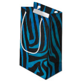 Zebra, zwart en blauw afdrukken klein cadeauzakje (Achterkant Gekanteld)