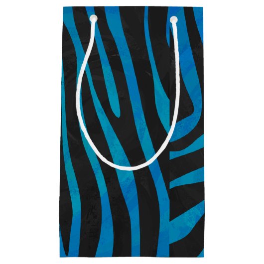 Zebra, zwart en blauw afdrukken klein cadeauzakje (Voorkant)