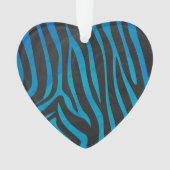 Zebra, zwart en blauw afdrukken ornament (voorkant)