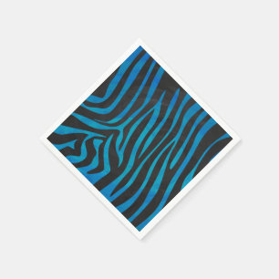 Zebra, zwart en blauw afdrukken servet
