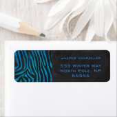 Zebra zwart en blauw met monogram etiket (Insitu)
