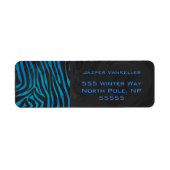 Zebra zwart en blauw met monogram etiket (Voorkant)