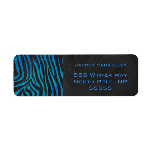 Zebra zwart en blauw met monogram etiket (Voorkant)