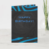 Zebra zwart en blauw met monogram kaart (Voorkant)