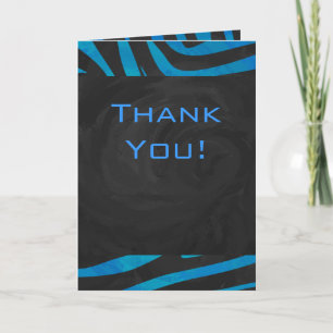 Zebra zwart en blauw met monogram kaart