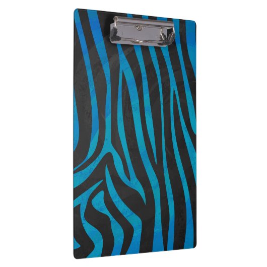 Zebra zwart en blauw met monogram klembord (Rechts)