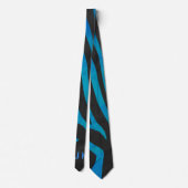 Zebra zwart en blauw met monogram stropdas (Achterkant)