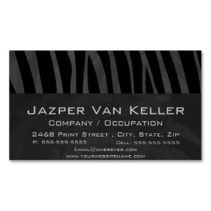 Zebra, zwart en grijs afdrukken visitekaartje magneet
