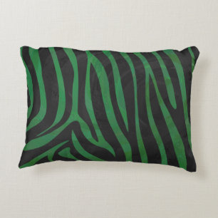 Zebra, zwart en groen afdrukken accent kussen